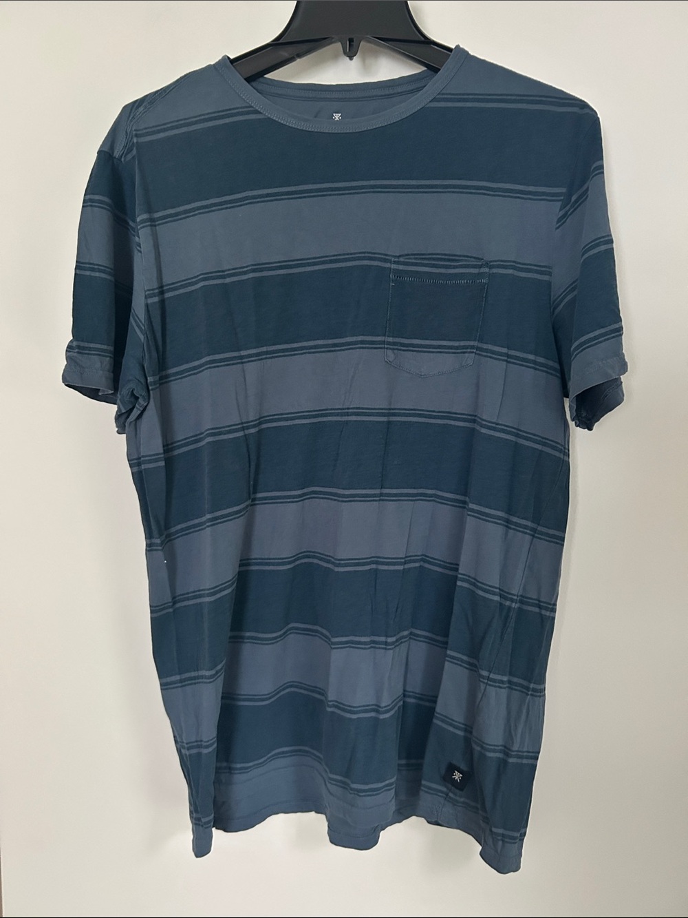 Roark Striped Short Sleeve Pocket Tee in Slate Blue